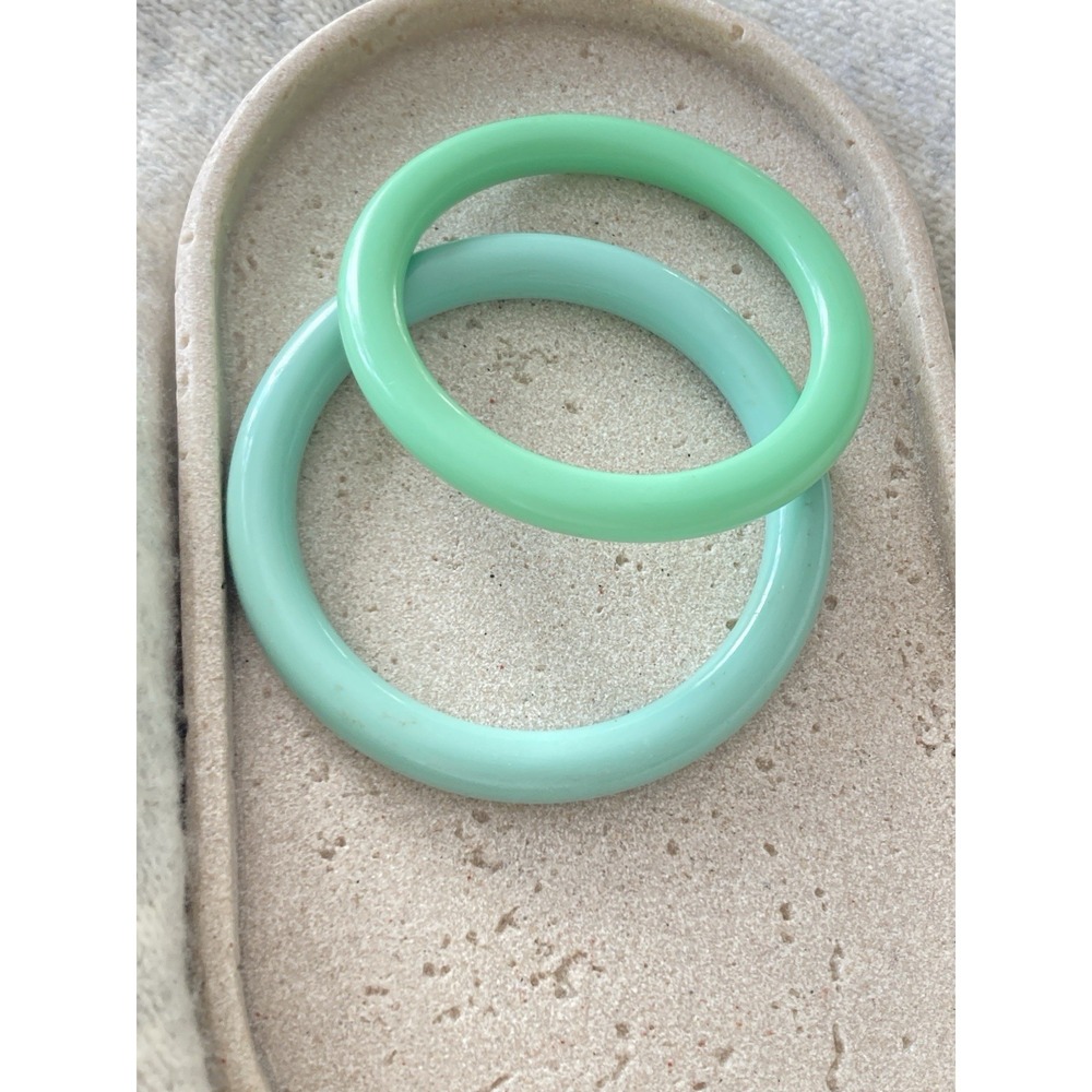Aqua Green Bangle Bracelets Set Of‎ 2 Round Bold Statement Chunky 80's Style